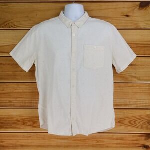 Forever 21 Short Sleeve Button Down Shirt Mens Sz XL‎ White Speckled All Seasons